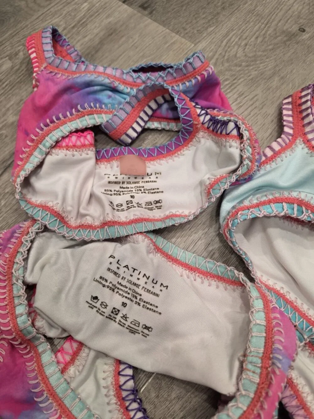 Platinum swim Two Girls Swimsuits Tie-Dye & Solid Blue Size 10 set of 2 suits